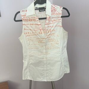 Harley-Davidson Women's White and Red Button Down Shirt